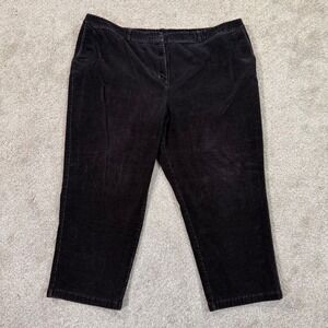 LL Bean Womens 24W Petite Black Corduroy Pants Curvy Fit Straight Leg Stretch